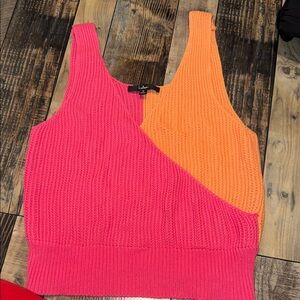 Lulu's Colorblock Pink & Orange Knit Tank